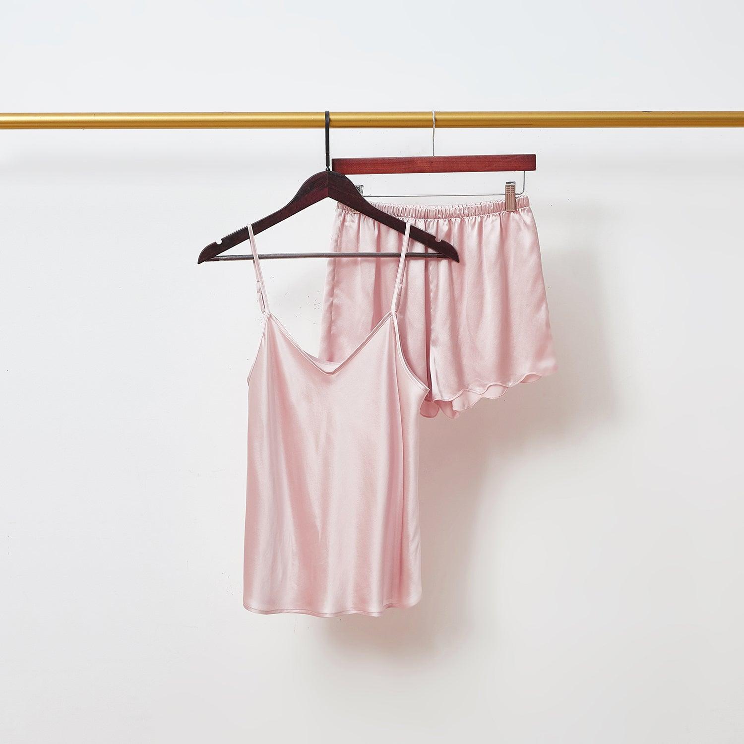 Dusty Rose Pure Silk Scallop Edged Shorts | 19 Momme Silk Charmeuse Product Image