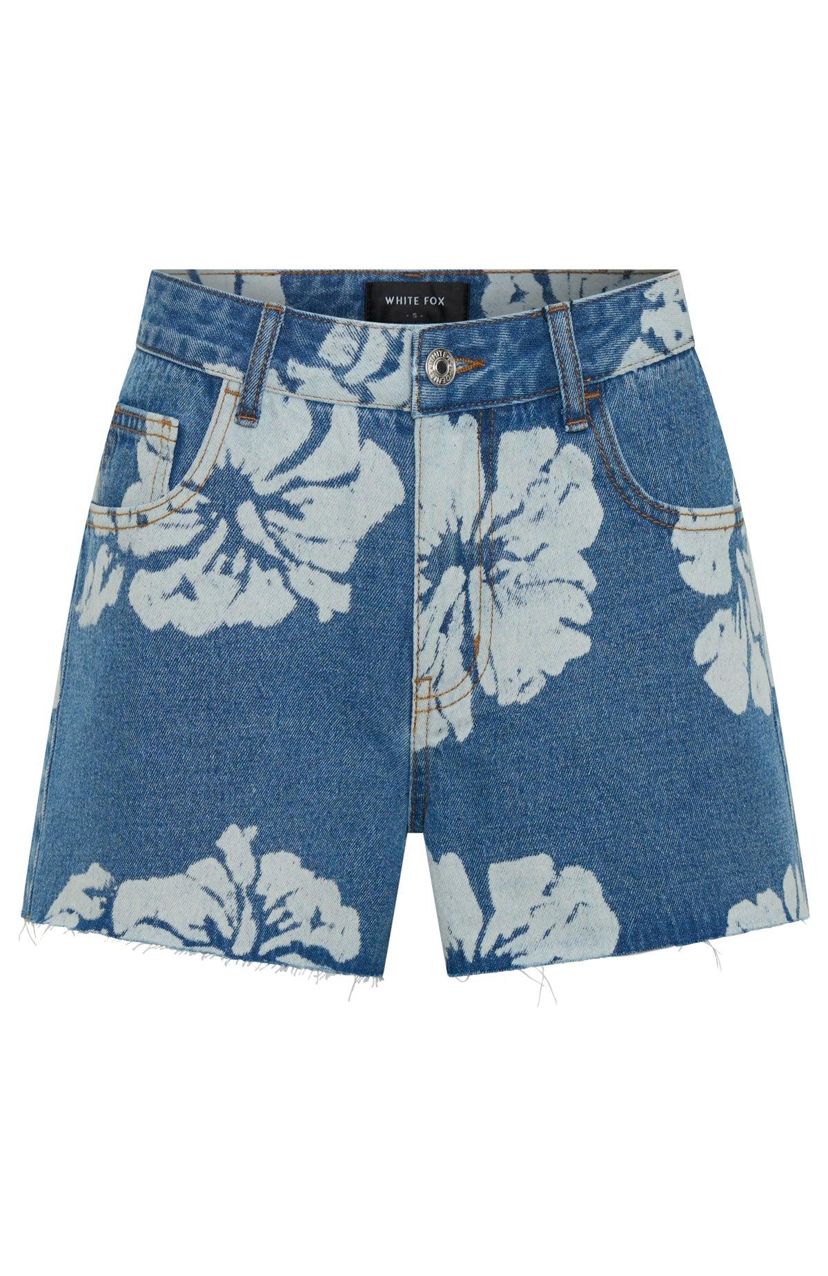 Take Me Home Denim Shorts Flower Print Product Image