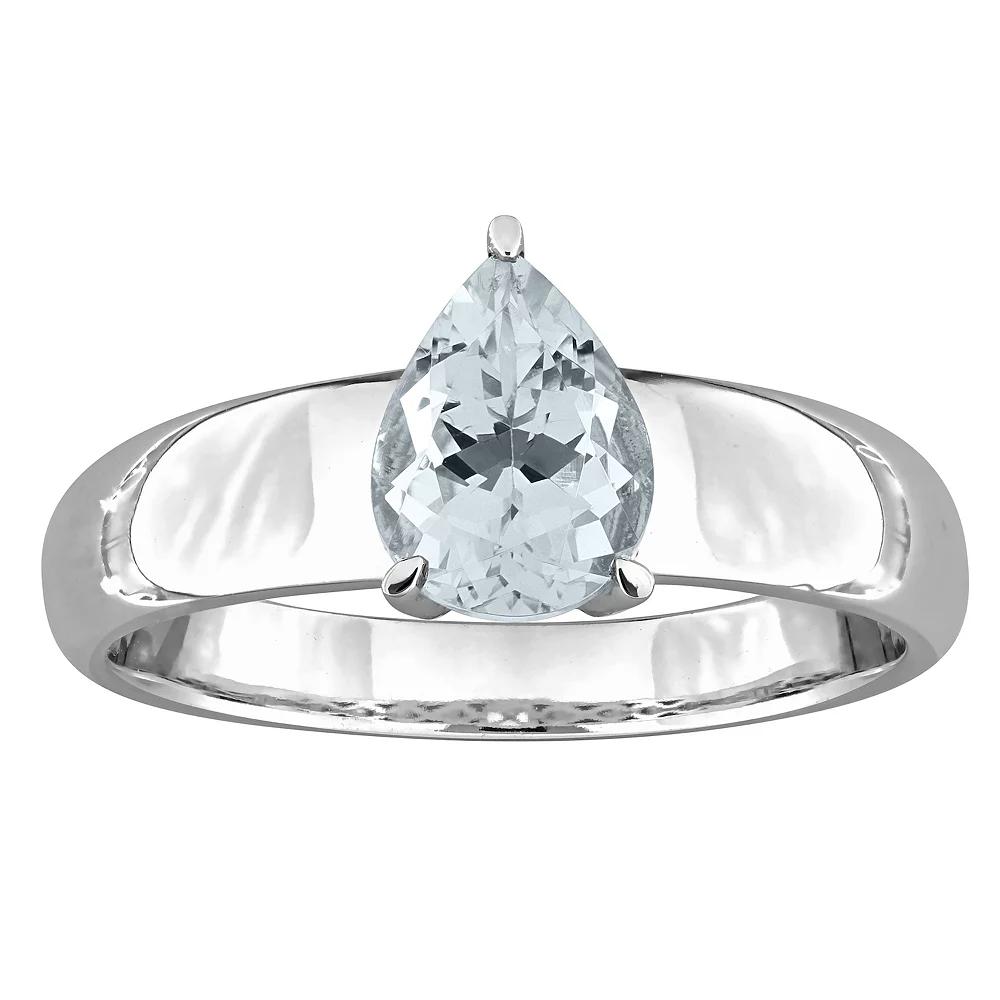 Stella Grace 14k White Gold Aquamarine Teardrop Ring, Women's, Size: 7 Product Image