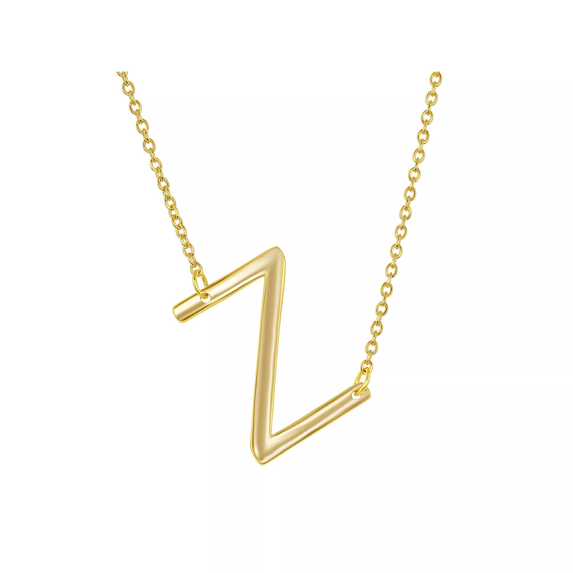 Sterling Silver Sideways Initial Necklace, Women's, Size: 16-18" ADJ, Gold Tone Z Product Image