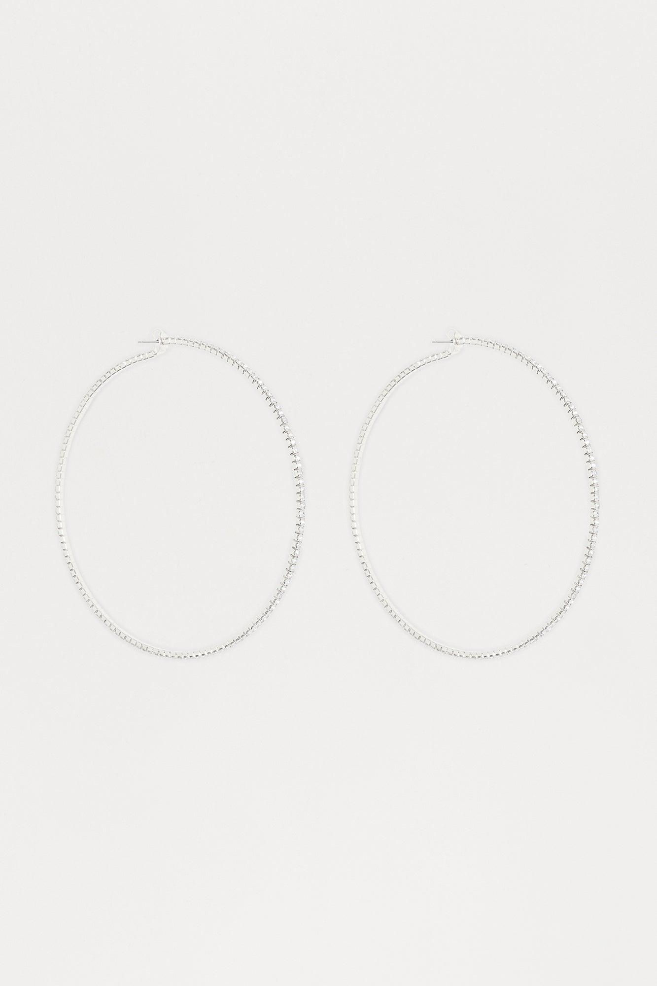 Dayna Rhinestone Hoop Earrings - Silver Female Product Image