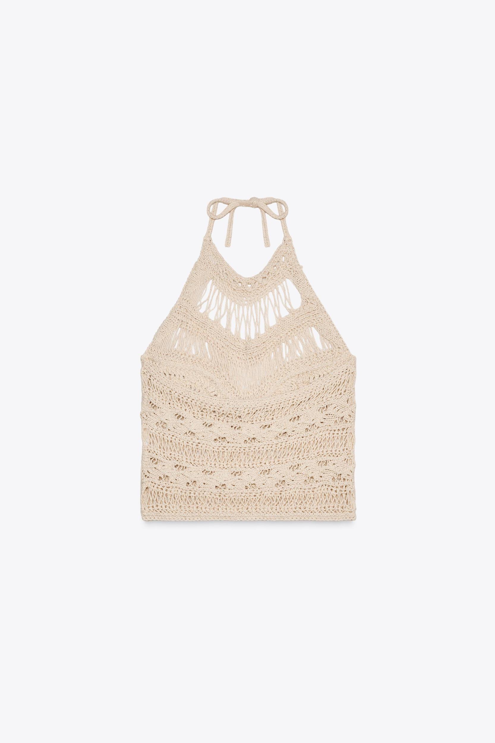 DISTRESSED KNIT HALTER TOP Product Image