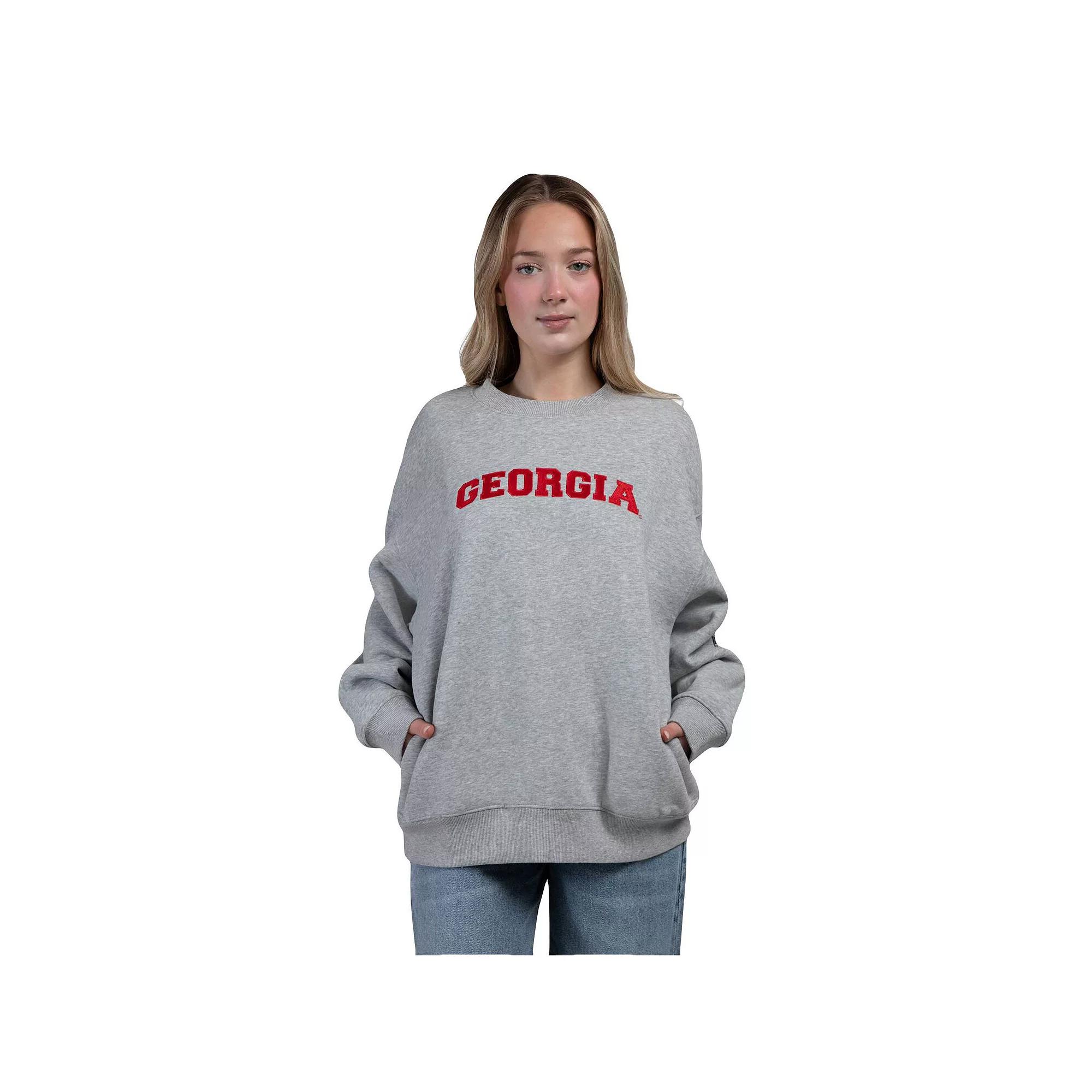 Women's Hype and Vice Heather Gray Georgia Bulldogs Offside Pullover Sweatshirt, Size: Medium, Grey Product Image