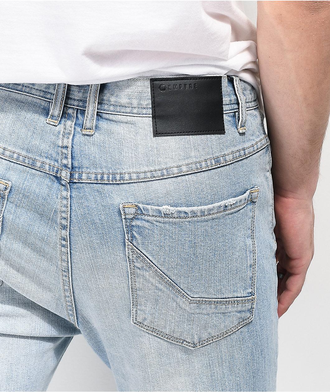 Empyre Verge Sprint Blue Distressed Tapered Skinny Jeans Product Image