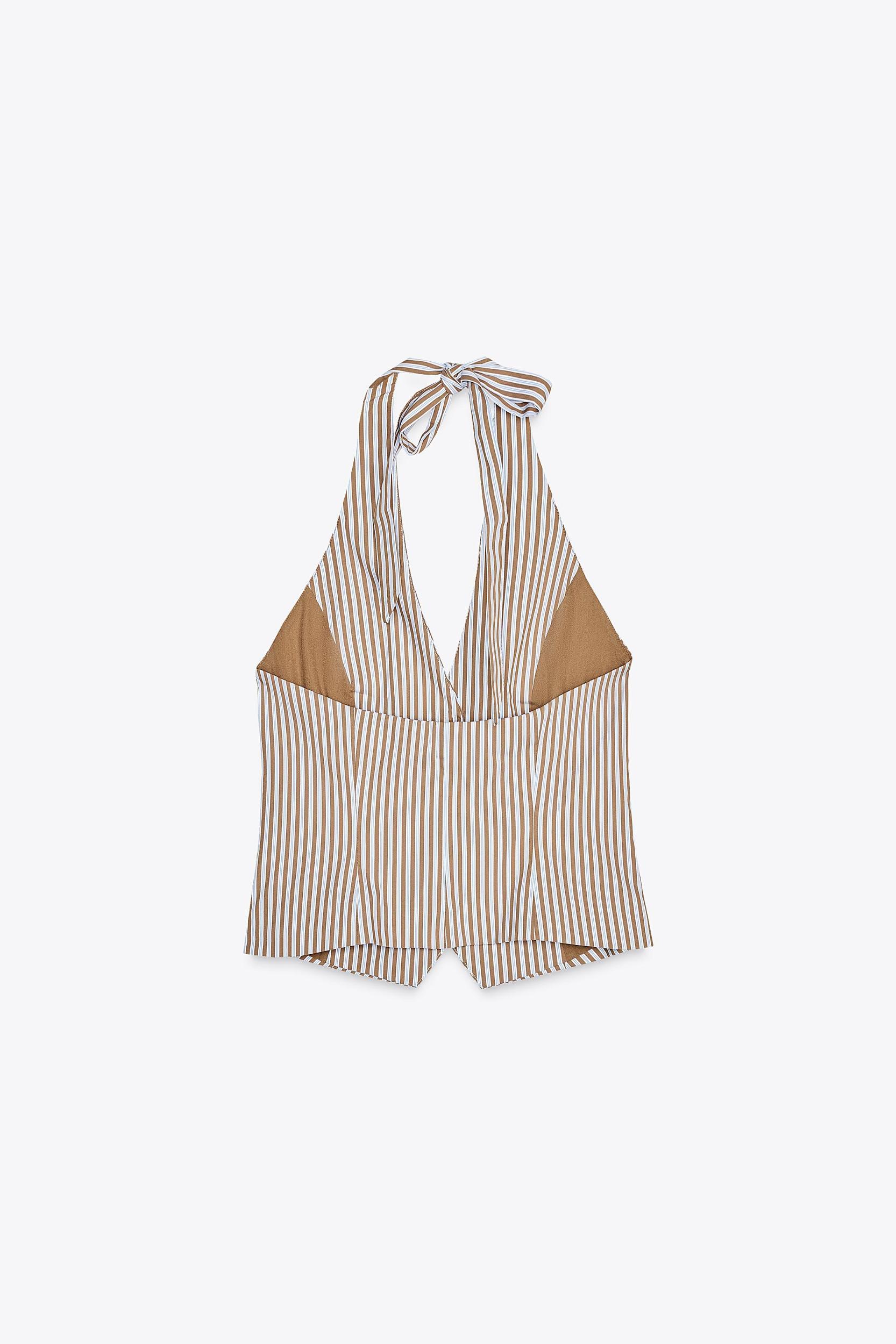 STRIPED HALTER VEST TOP Product Image