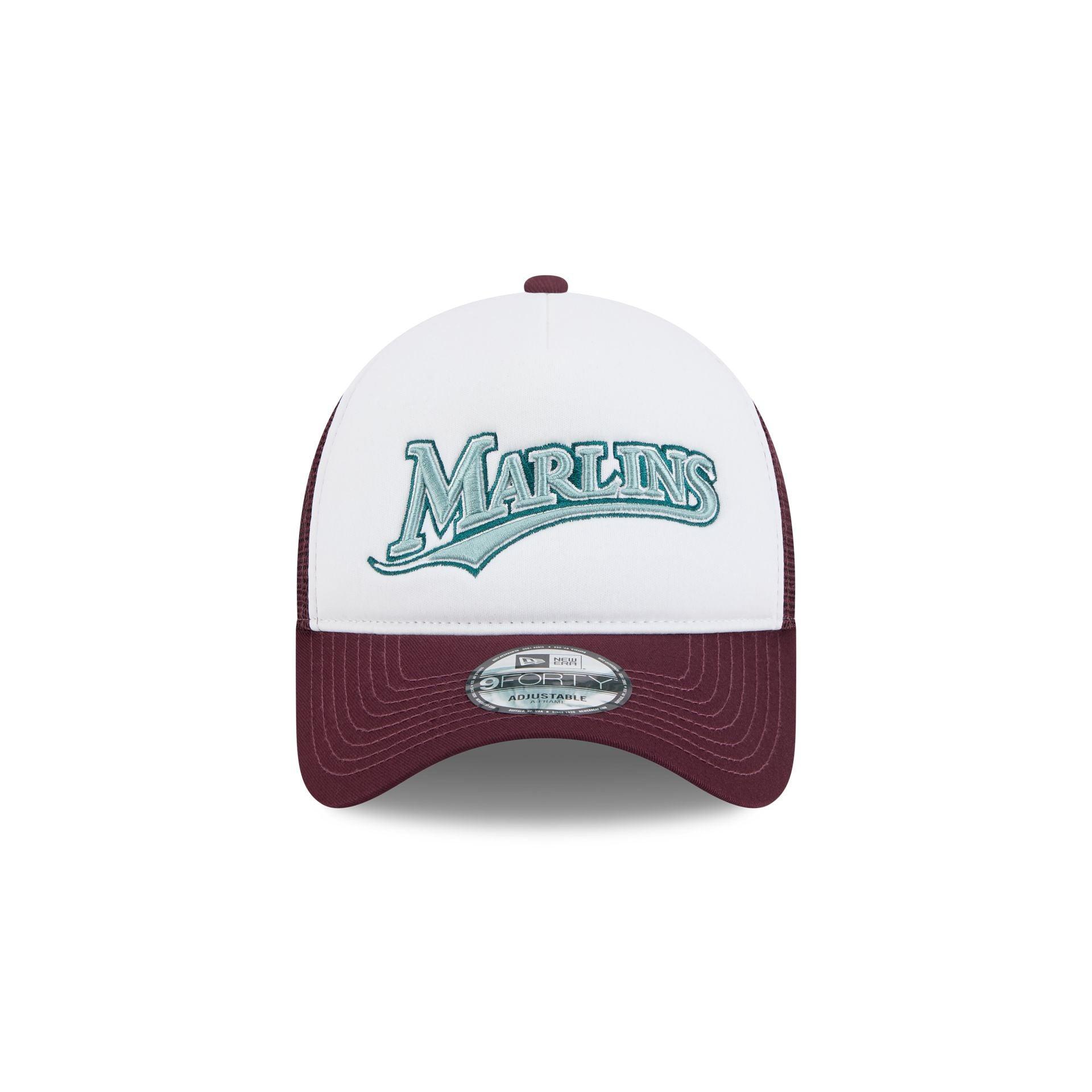 Miami Marlins Optic White 9FORTY A-Frame Snapback Hat Male Product Image