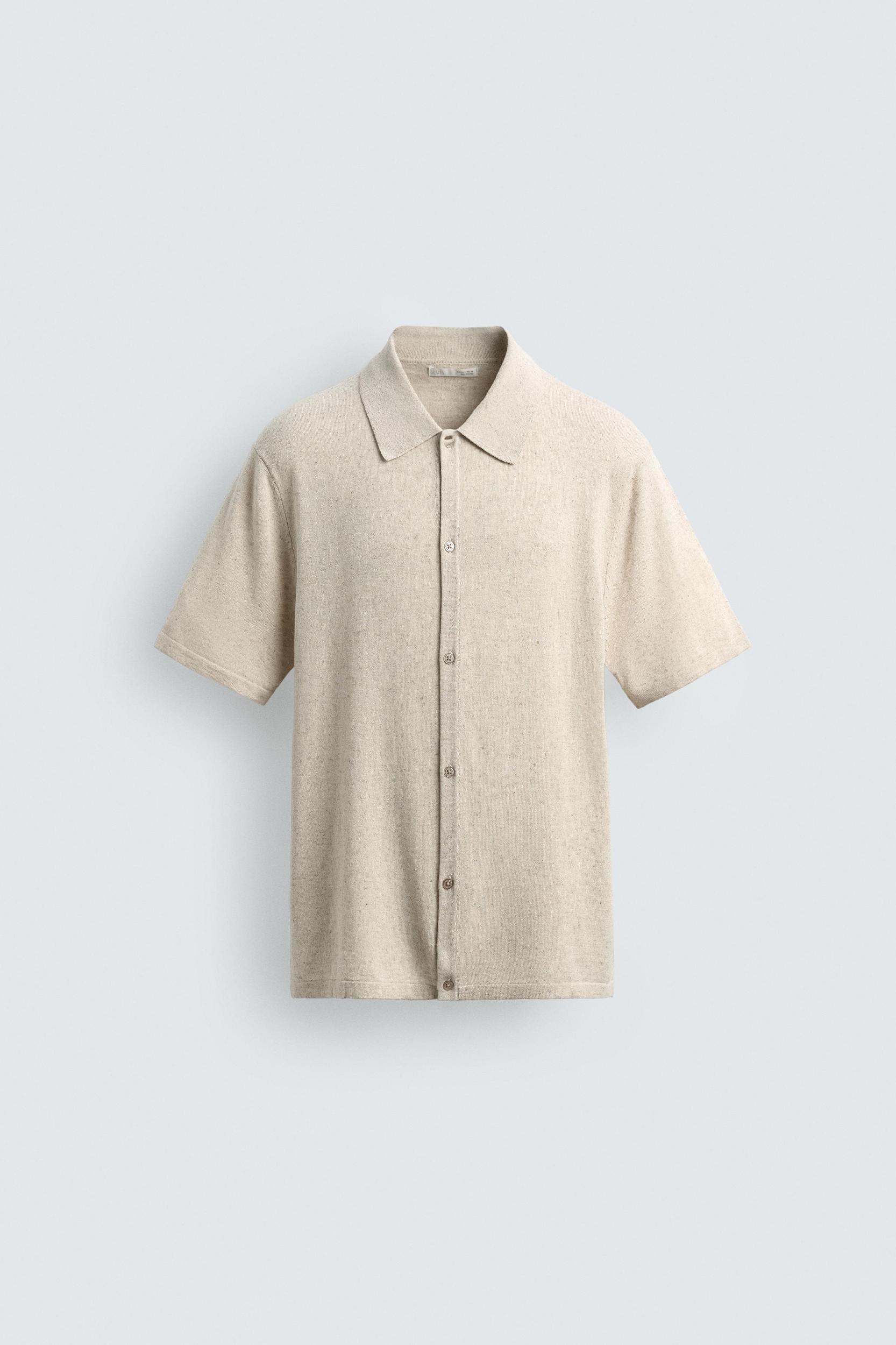 COTTON LINEN BLEND KNIT SHIRT Product Image