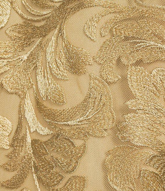 Caroline Rose Bella Soiree Embroidered Mesh Lace 3/4 Bell Sleeve Shift Dress Product Image