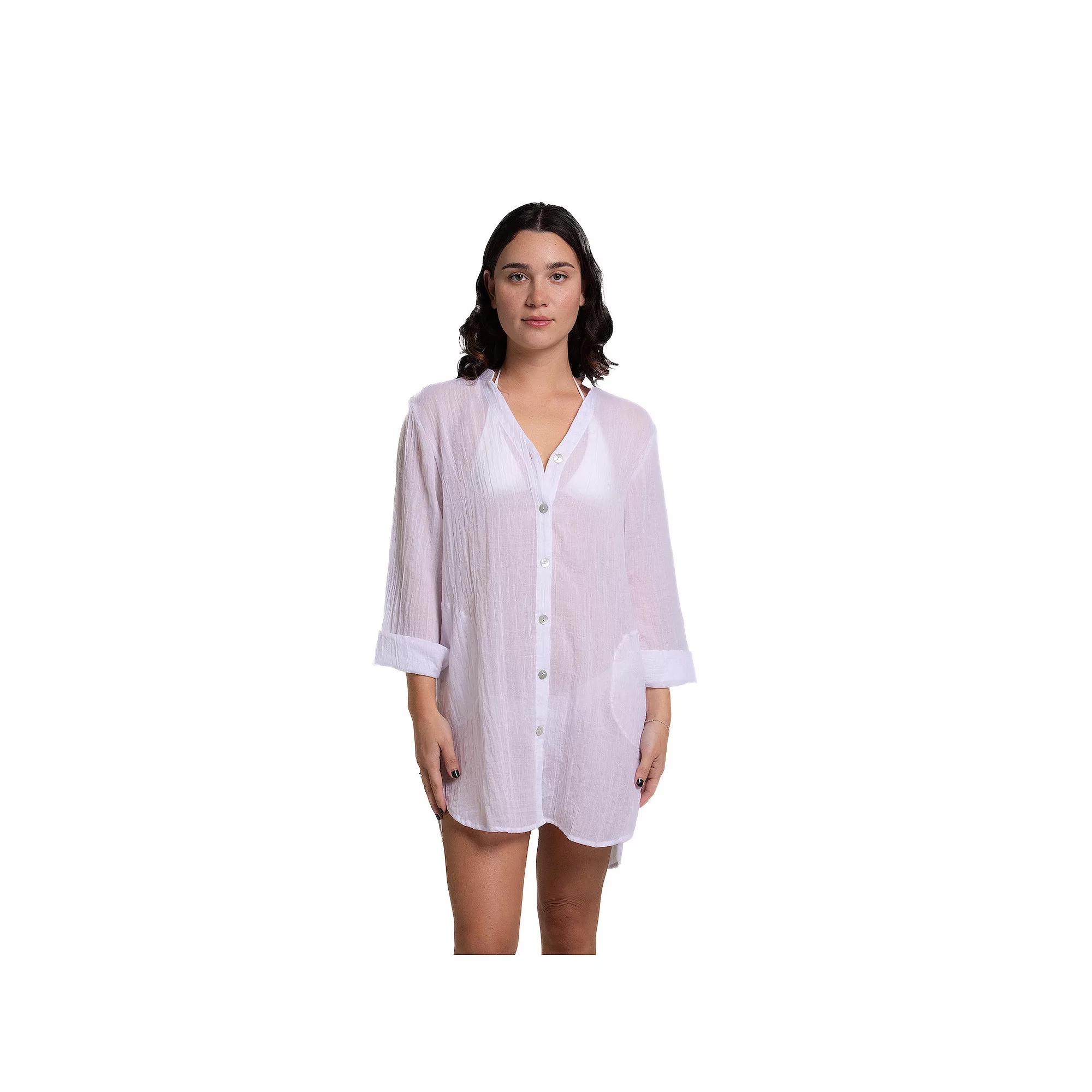 Womens Portocruz Oversized Button-Front Shirt Swim Cover Product Image