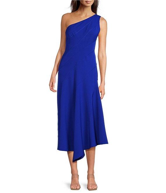 Vince Camuto One Shoulder Fit and Flare Midi Dress Product Image