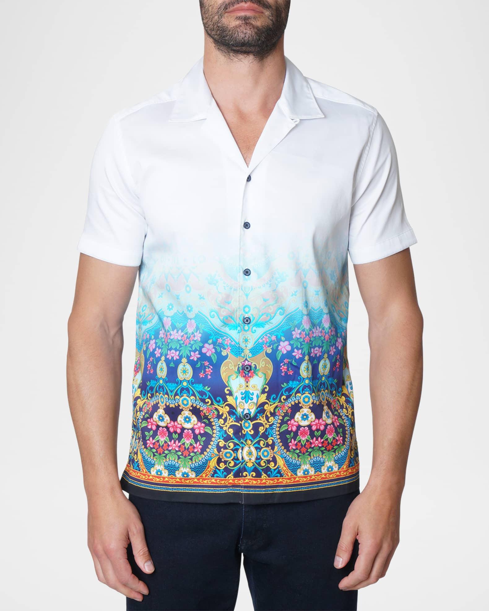Men's Island Palm Print Short-Sleeve Shirt Product Image