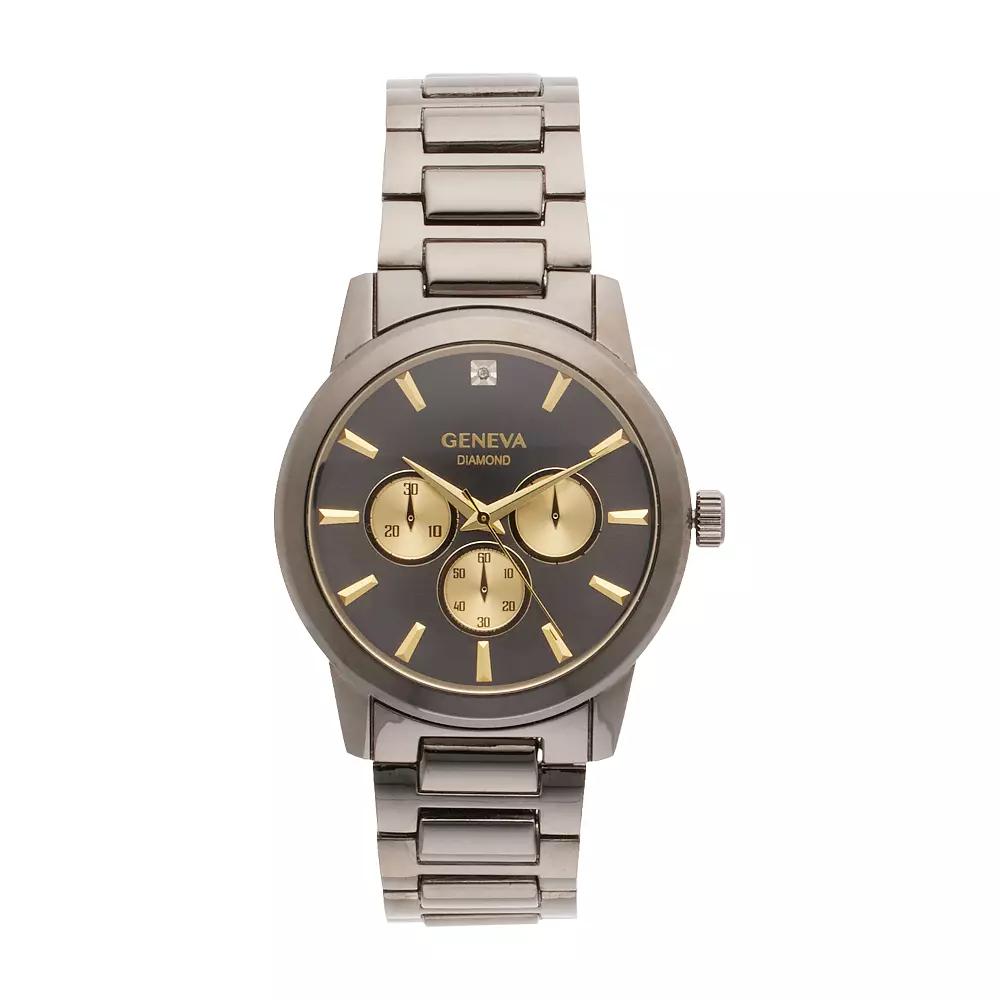 Geneva Men's Diamond Accent Gunmetal Bracelet Watch - KHA0011GU, Grey Product Image