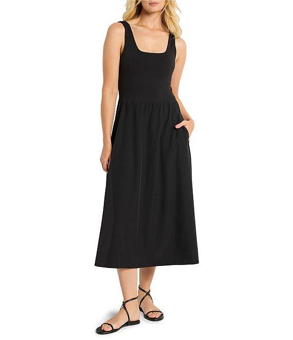 NIC + ZOE Active Tech Stretch Mixed Media Square Neck Sleeveless Dress Product Image