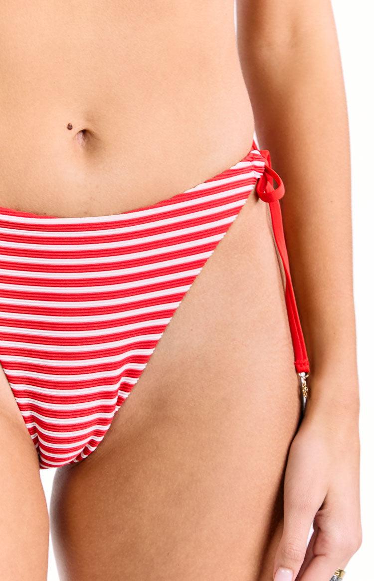 9.0 Swim Wave Red Stripe Tie Bikini Bottoms Product Image