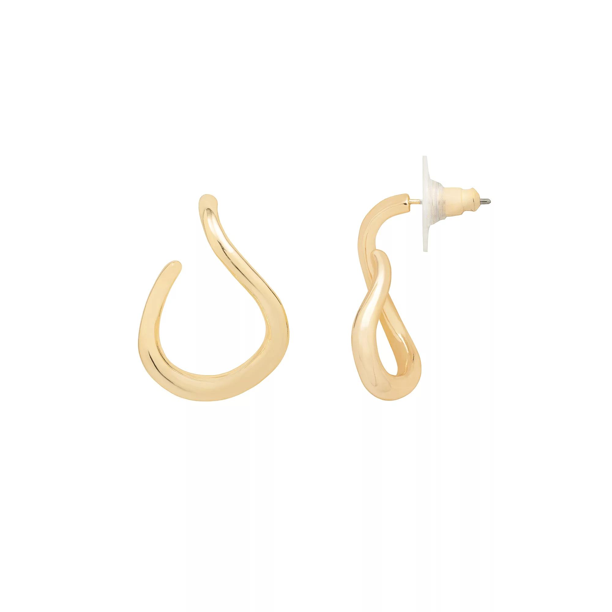 Emberly Gold Tone Curve Hoop Earrings, Women's, None Product Image