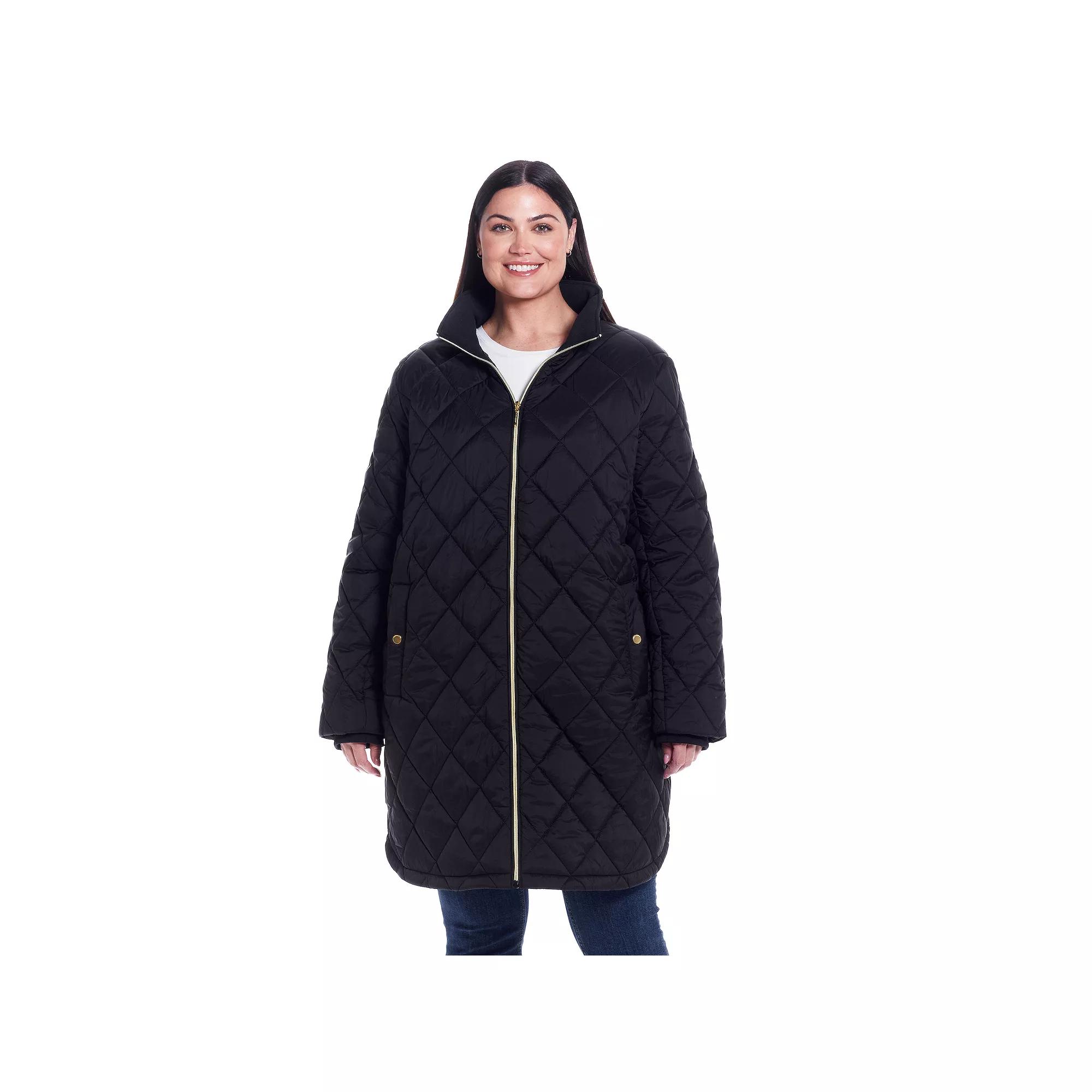 Plus Size Weathercast Quilted Zip Front Walker Jacket, Women's, Size: 2XL, Black Product Image