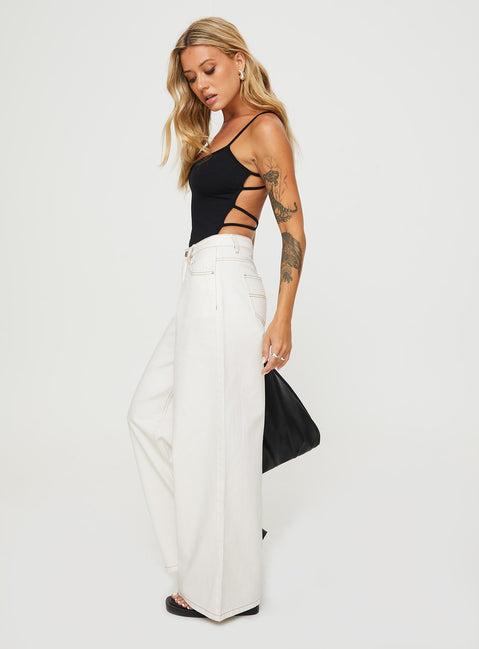 Naylor Wide Leg Jeans Cream Product Image