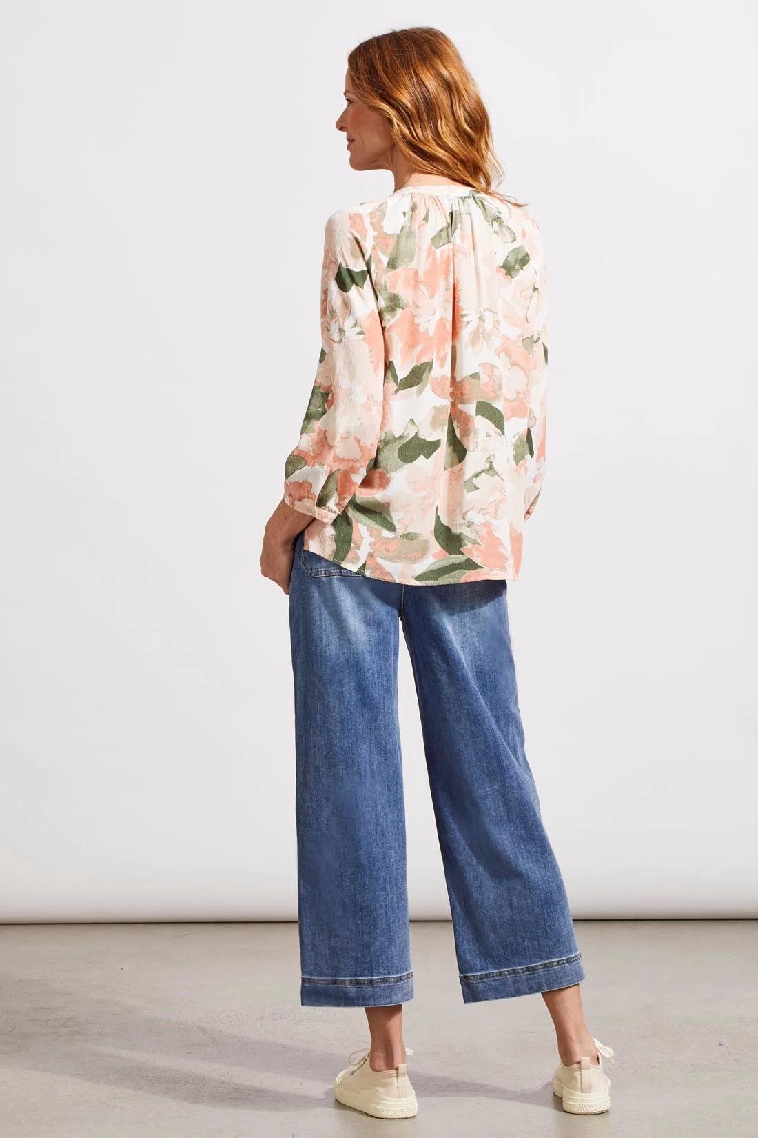 PRINTED CHALLIS BLOUSE WITH TIES Product Image