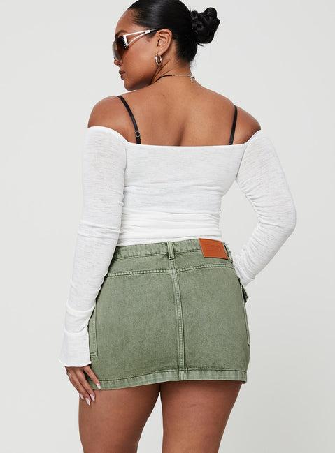 Zakai Cargo Denim Mini Skirt Green Product Image