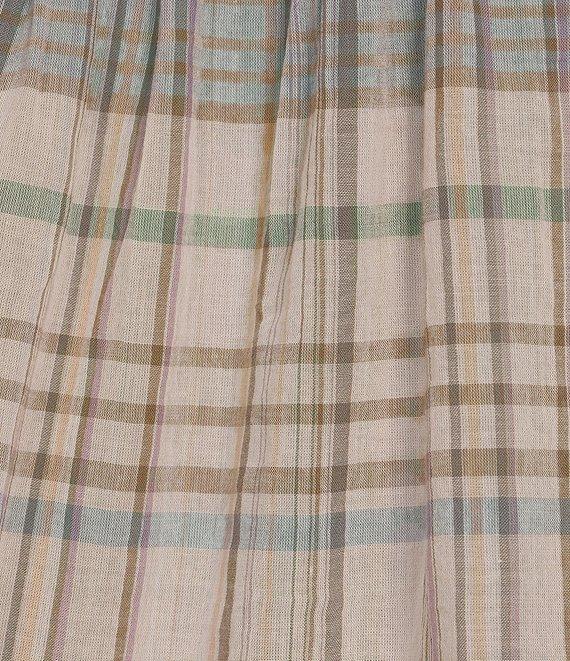 Lucky Brand Woven Stripe Print Round Neck Long Sleeve Button-Front Top Product Image