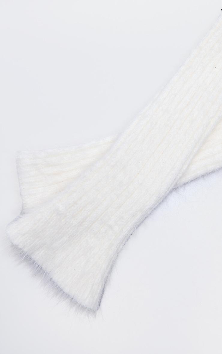 White Eyelash Knit Rib Leg Warmers Product Image