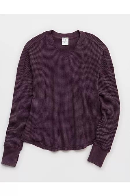 OFFLINE By Aerie Wow! Waffle Notch Neck Long Sleeve T-Shirt Women's Product Image