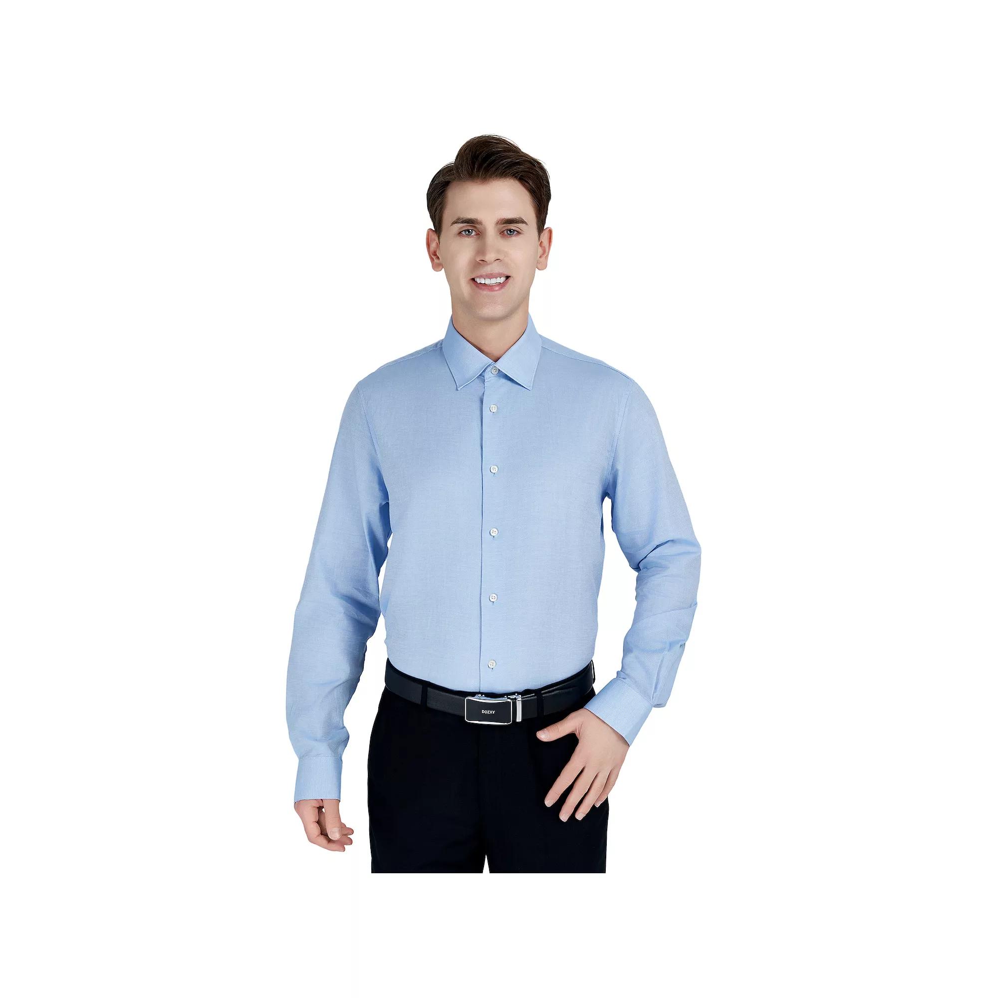 Men's Bespoke Classic-Fit Textured Easy Care Dress Shirt,  Product Image