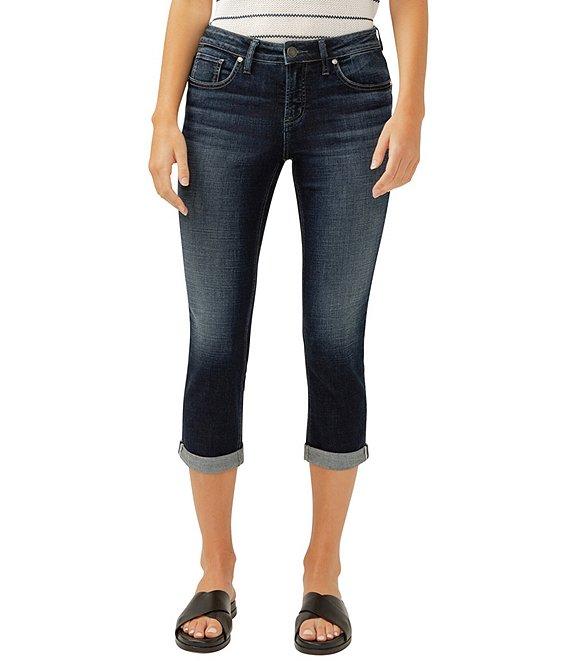 Silver Jeans Co. Luxe Stretch Denim Dark Indigo Wash Elyse Capri Jeans Product Image