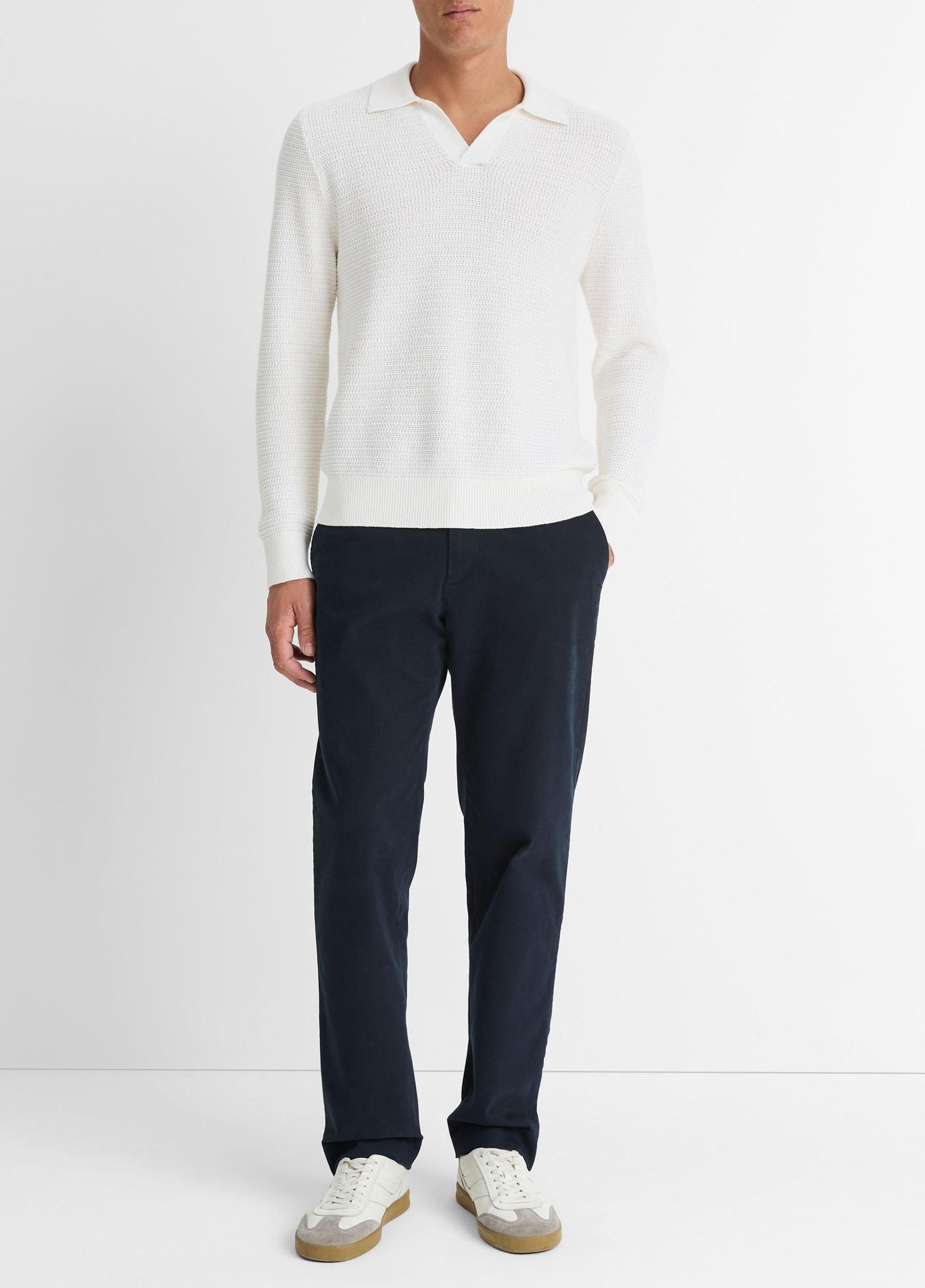 Craftsman-Rib Cotton-Cashmere Johnny-Collar Sweater Product Image