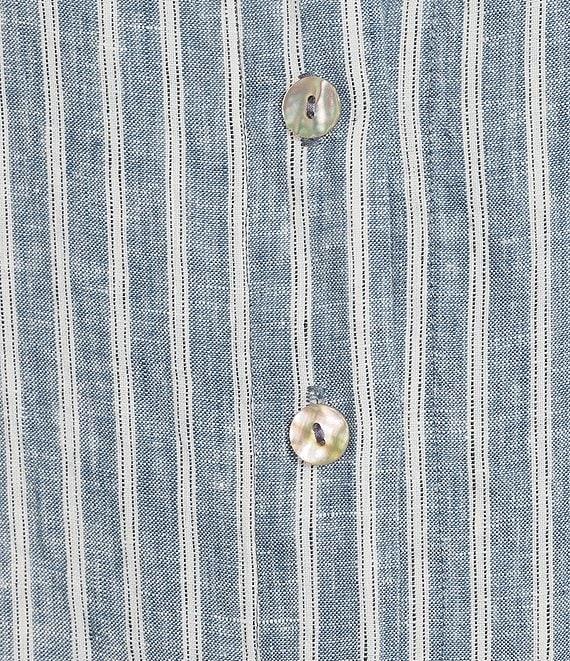 Bryn Walker Bessie Stripe Linen Round Neck Cap Sleeve Button Front Coordinating Shirt Product Image