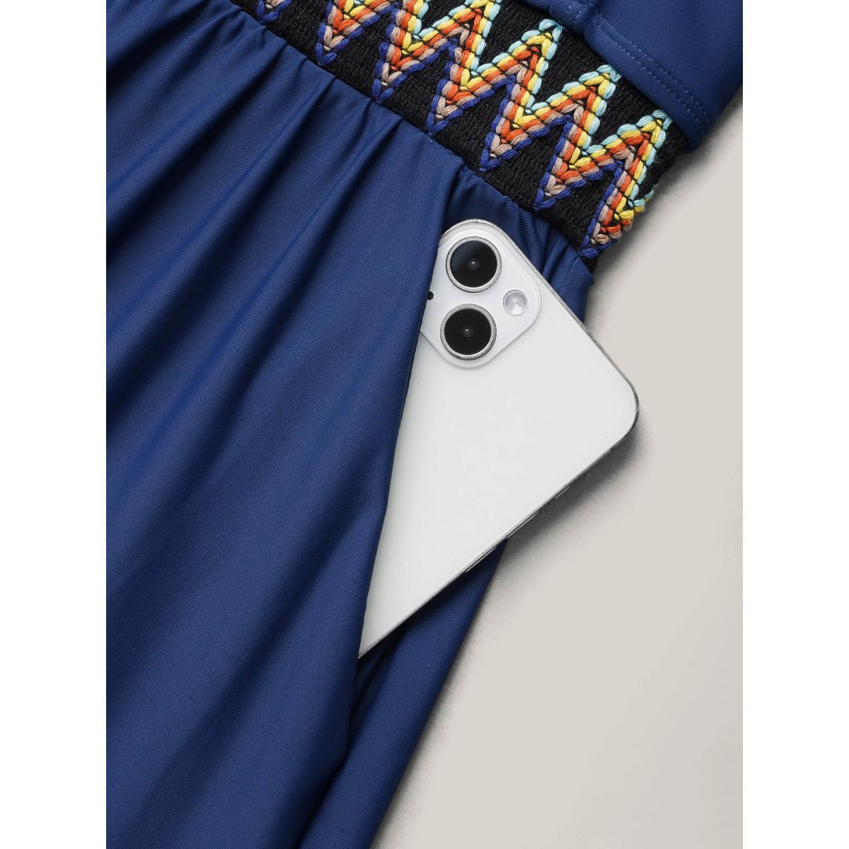 Plus Size Twist-Front Contrast Webbed One-Piece Swimsuit Women's Swimwear Indigo Resort Woven ribbon&lace trim Curve Bathing Suits High stretch One Pieces BloomChic 26/4X Product Image