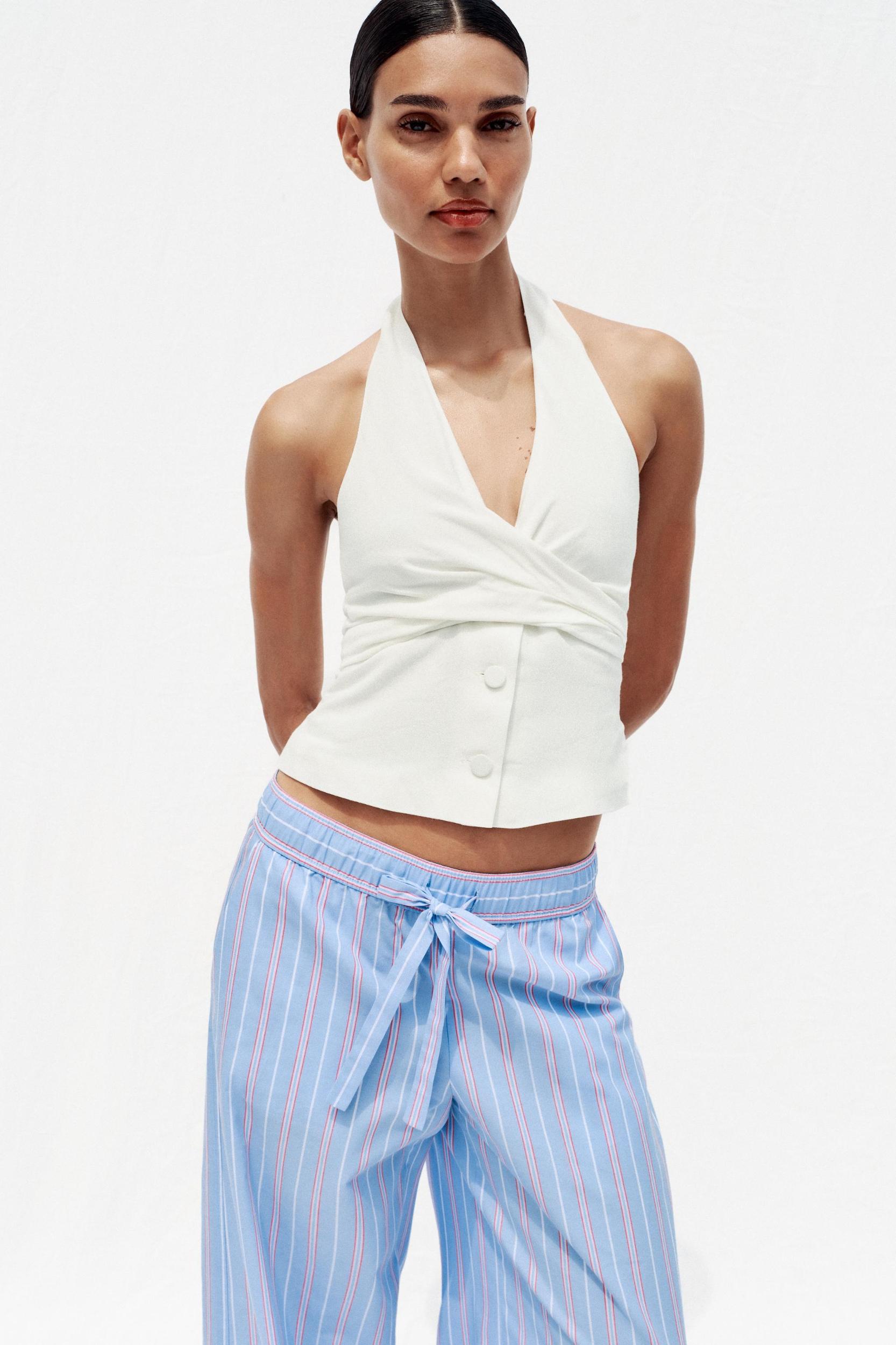 STRIPED POPLIN PANTS Product Image