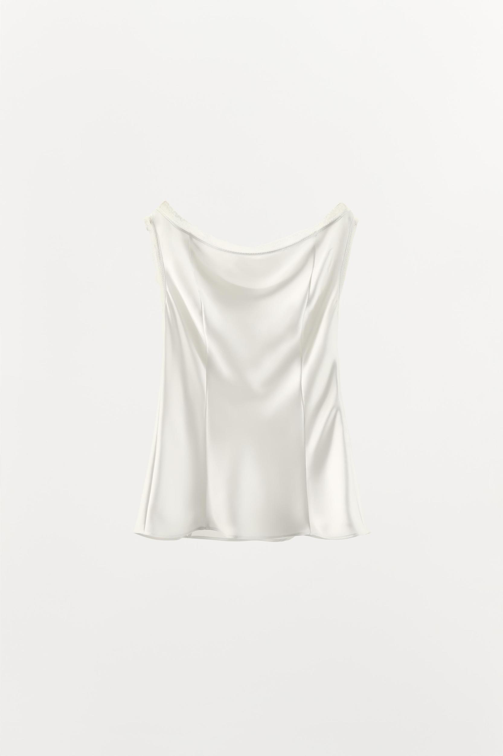 SATIN EFFECT LACE TOP Product Image