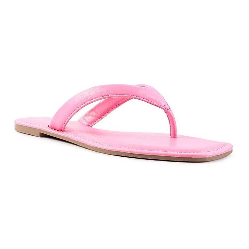 London Rag Women's Rera Square-Toe Thong Slide Sandals,  Product Image