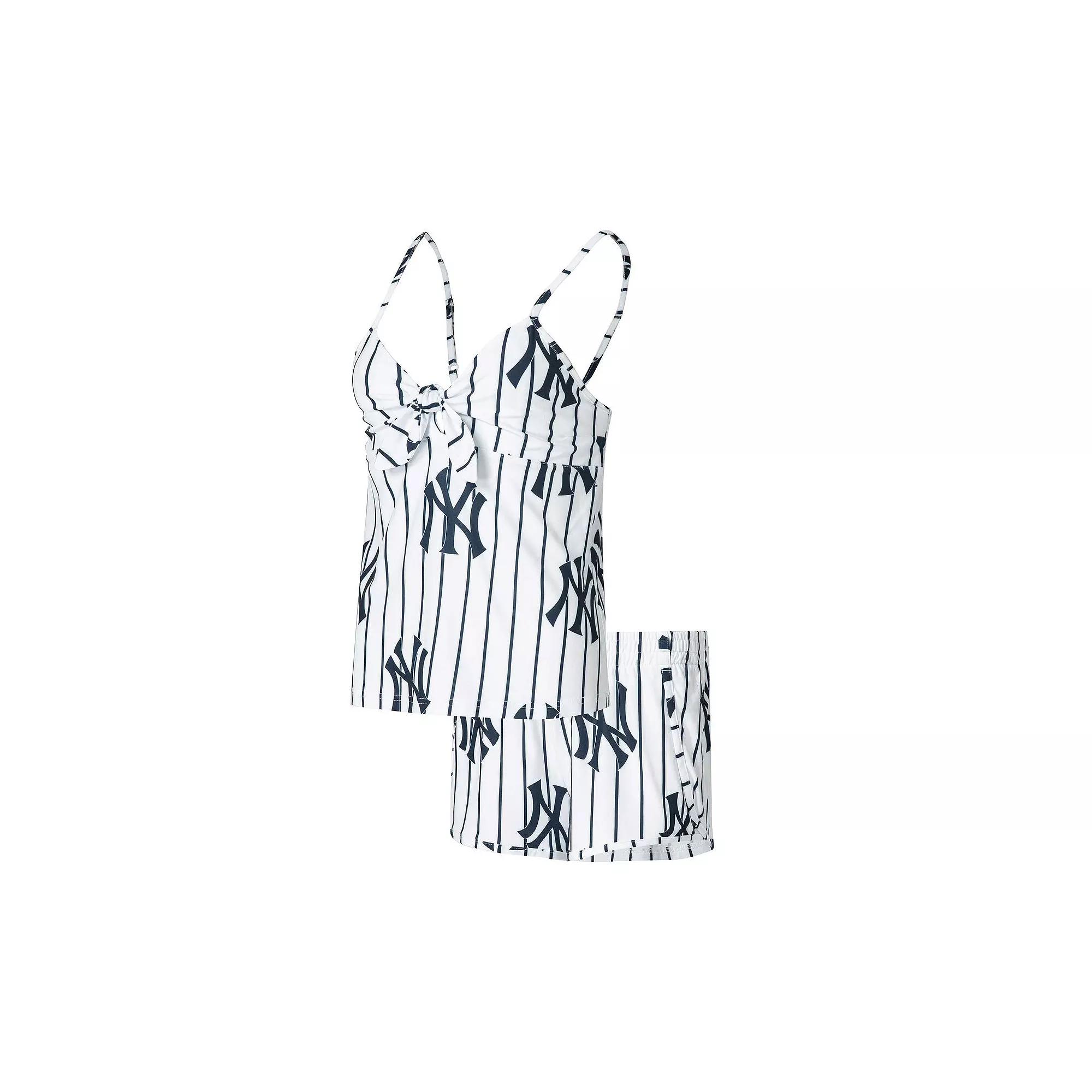 Women's Concepts Sport White New York Yankees Reel Allover Print Tank Top & Shorts Sleep Set, Size: 3XL Product Image