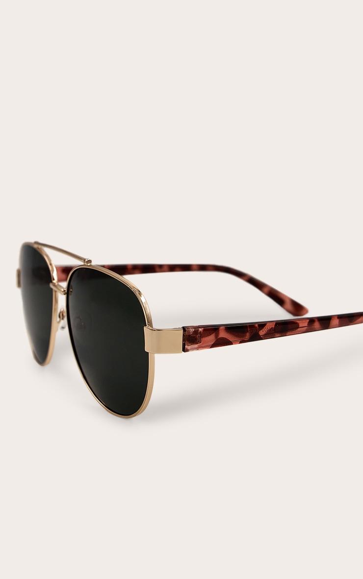 Tortoiseshell Green Lens Aviator Sunglasses Product Image