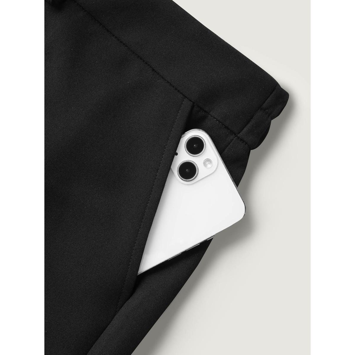 Plus Size Pin Tuck Straight-Leg Shorts Women Black At the Office Straight Leg Office Shorts BloomChic 14-16/1X Product Image