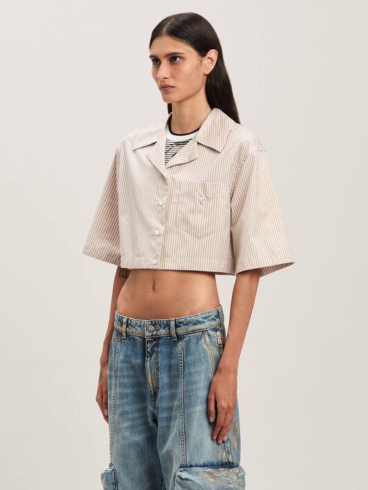 CURVED LOGO CROPPED SHIRT CAMEL - OFF WH Product Image