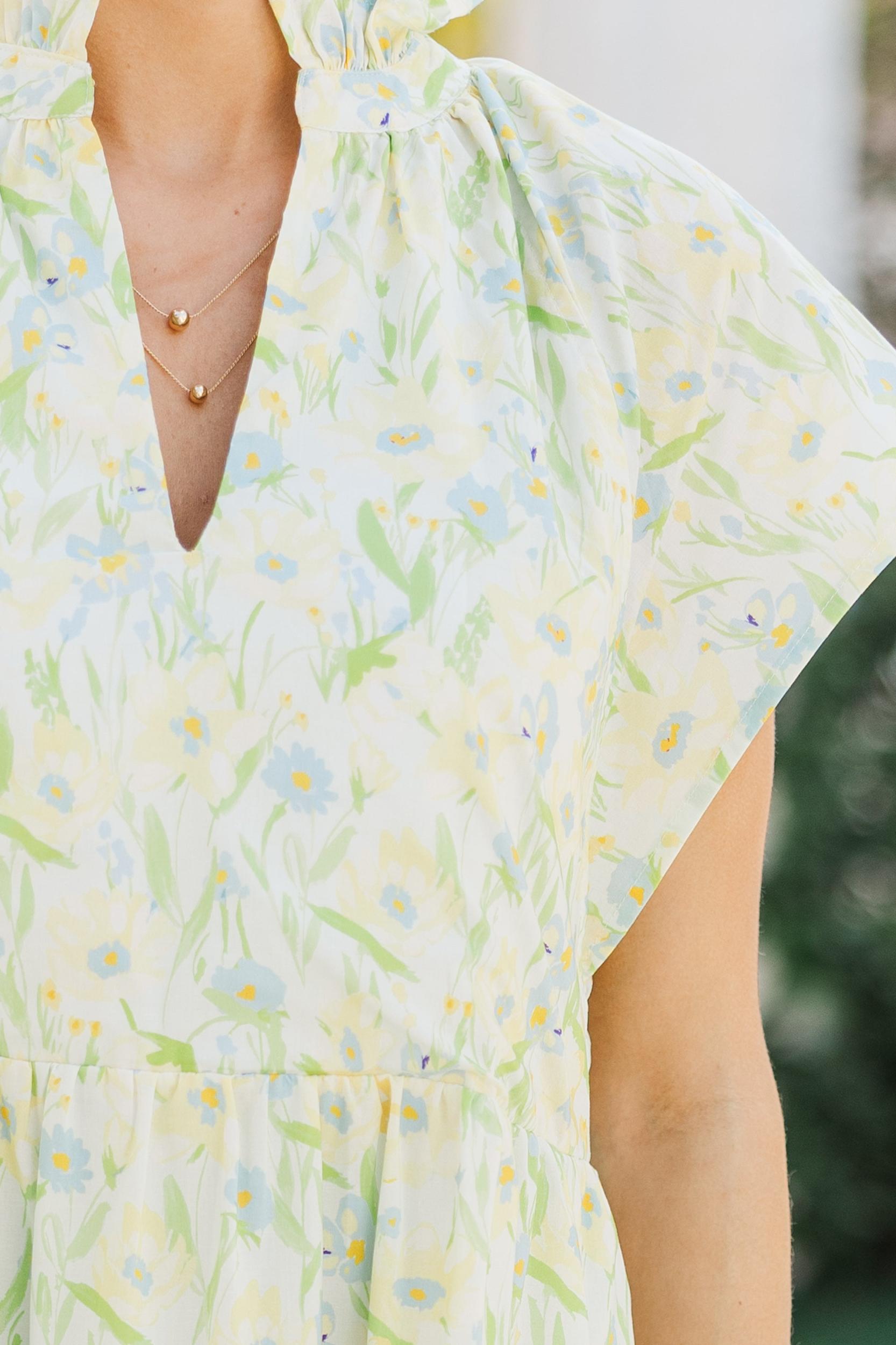 In Your Dreams Yellow Floral Midi Dress Female Product Image