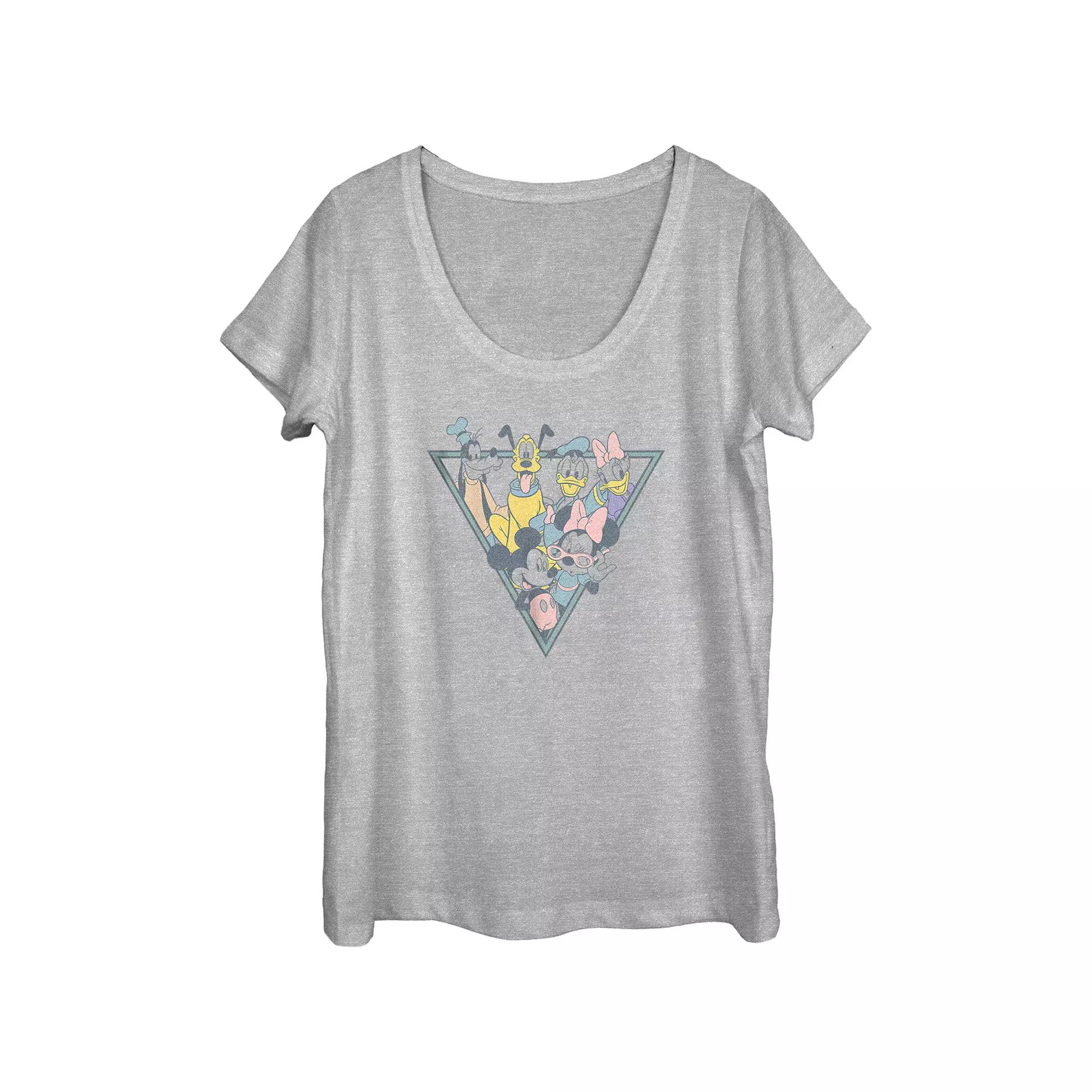 Disney's Mickey Mouse And Friends Colors Popping Scoop Neck Juniors' Graphic Tee, Women's, Size: XXL, Athletic Grey Product Image