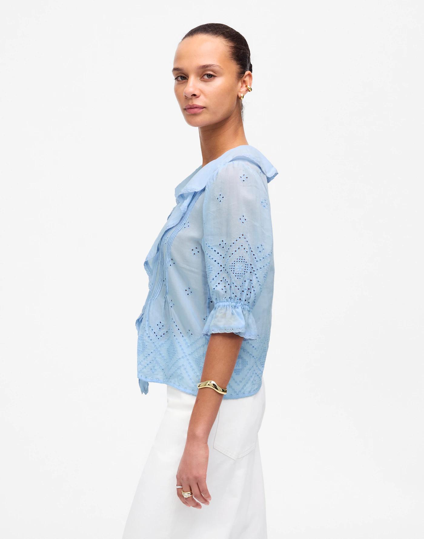 Ruffled Puff-Sleeve Top Product Image