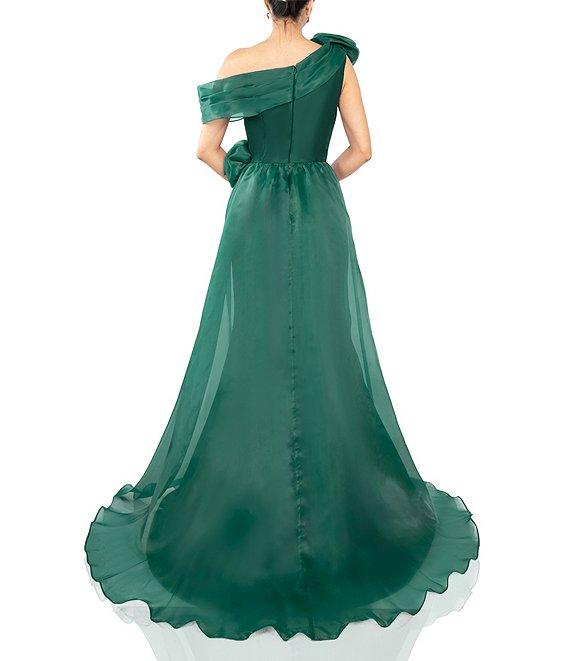 Terani Couture Mikado One Shoulder Rosette Applique Train Gown Product Image