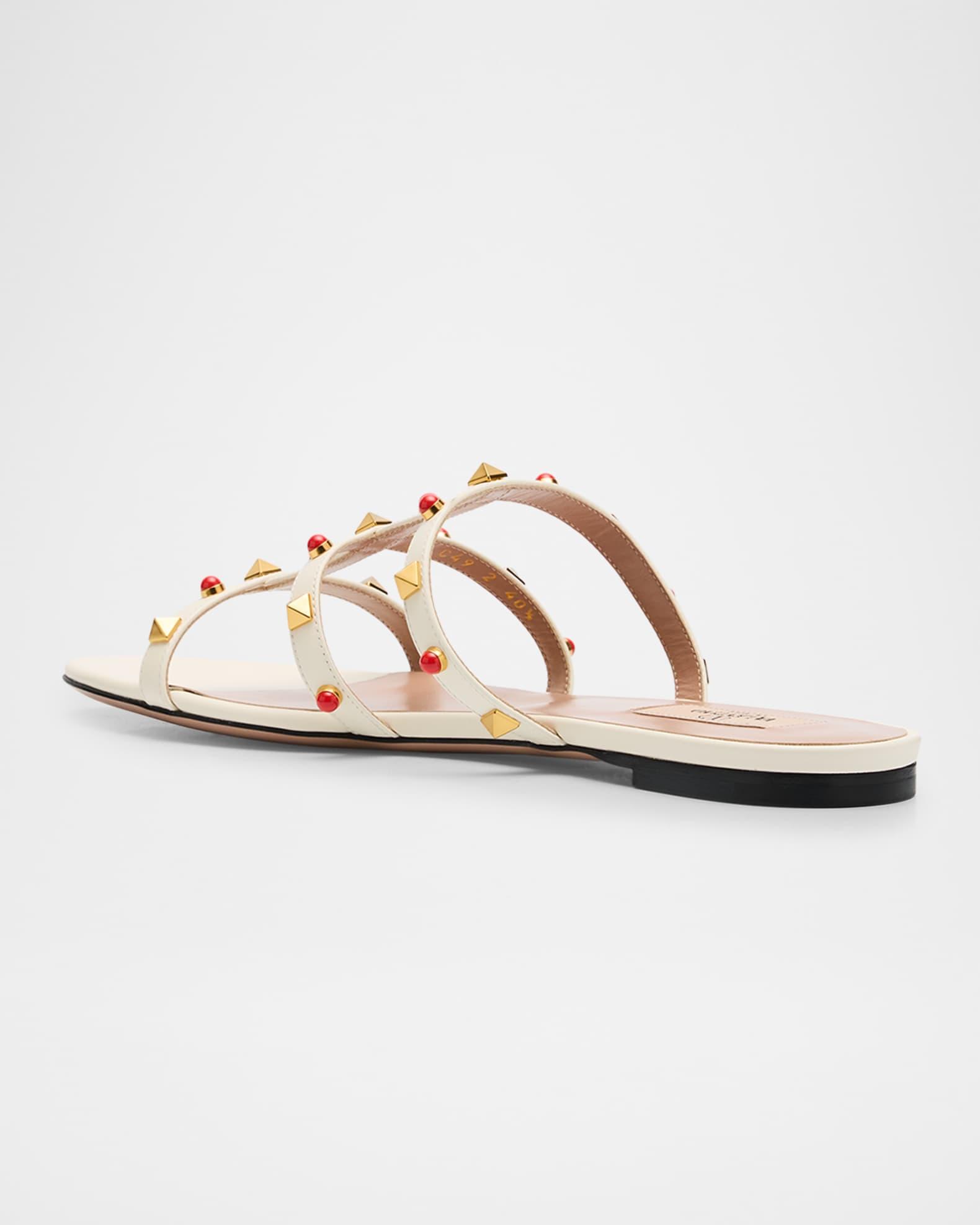 Rockstud Caged Leather Flat Sandals Product Image