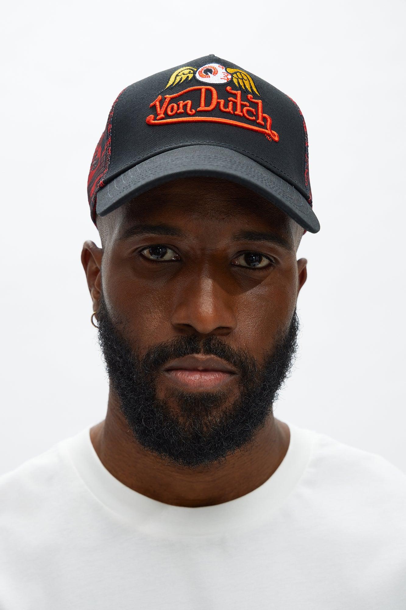 Von Dutch Flying Eye Camo Trucker Hat - Black/Red Male Product Image