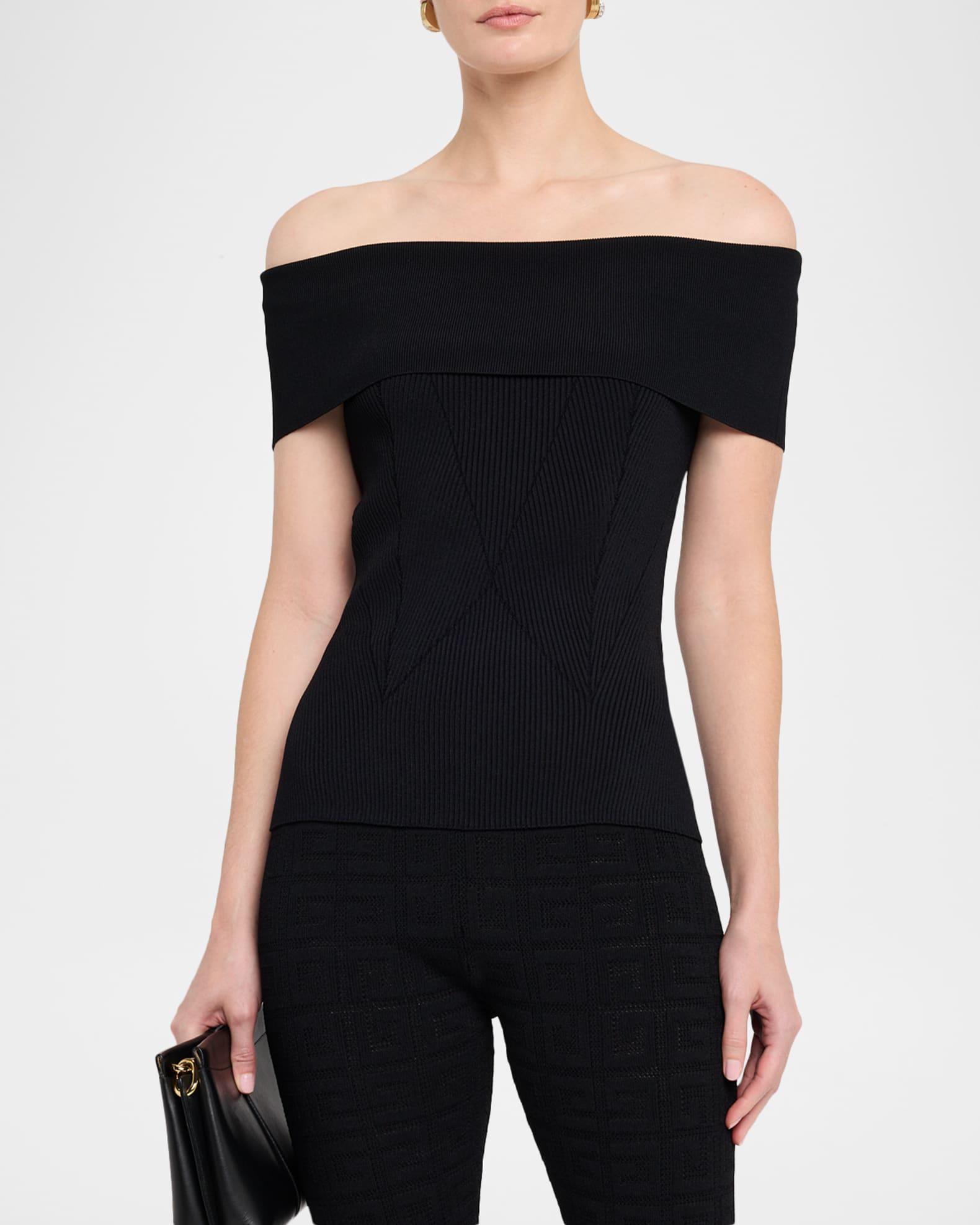 Off-The-Shoulder Short-Sleeve Rib Top Product Image