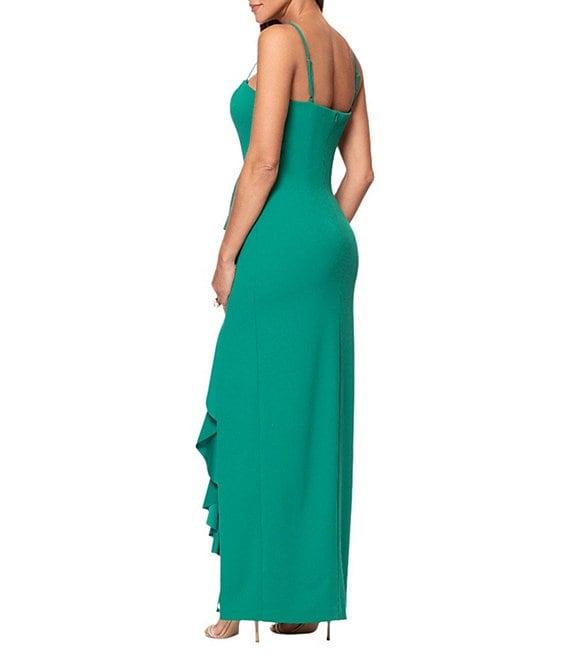 Xscape Scuba Crepe Square Neck Sleeveless Ruffle Sheath Gown Product Image