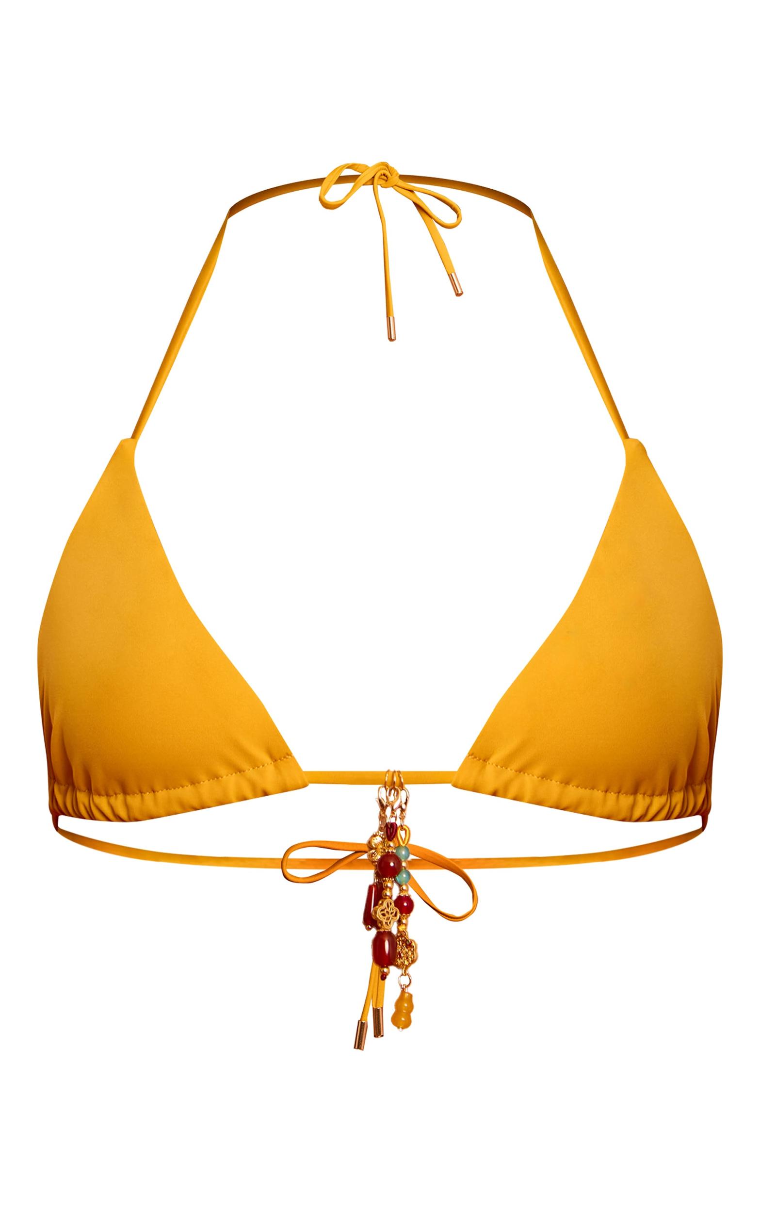 Mustard Charm Trim Triangle Bikini Top Product Image