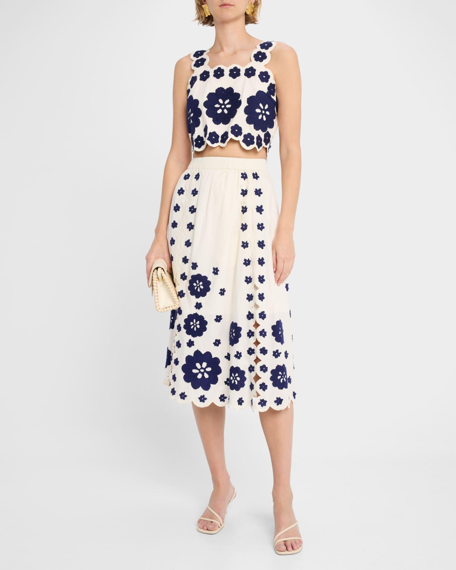 Catrine Embroidered Midi Skirt Product Image