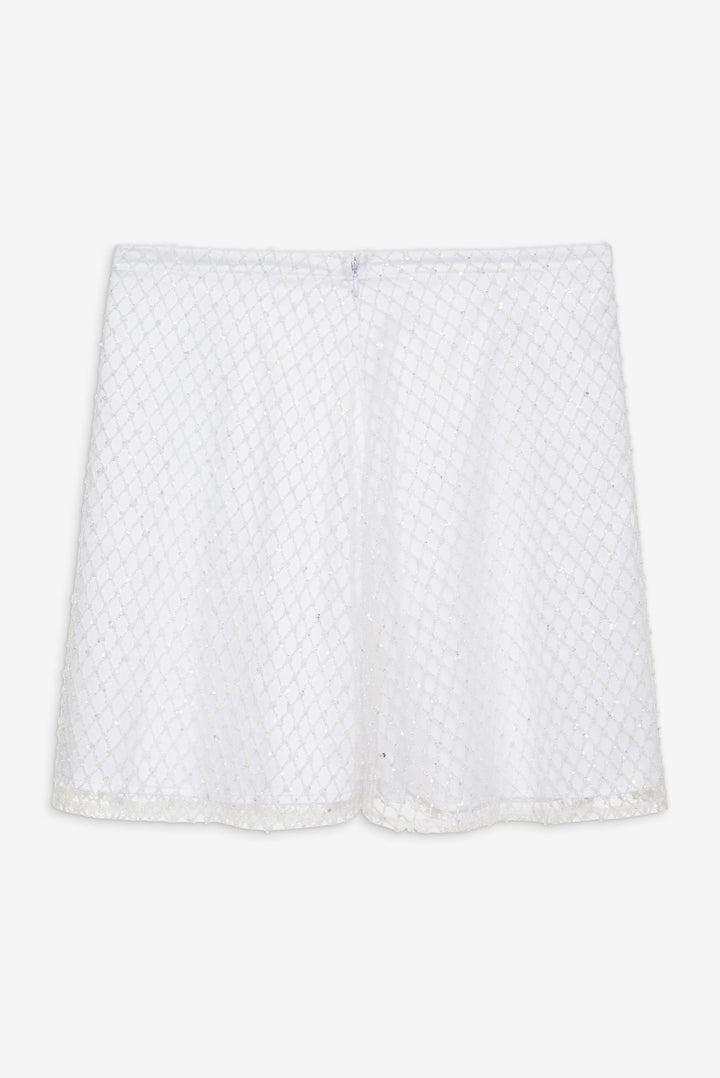 Glitter Grid Mini Skirt — White Product Image