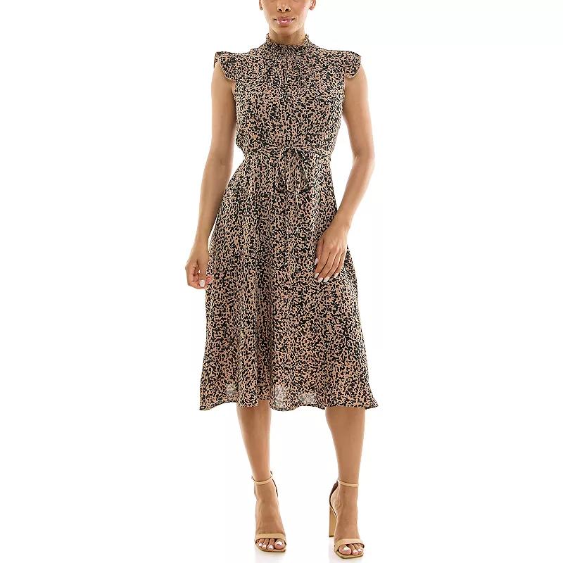 Women's Nina Leonard Smocked Printed Dress,  Product Image